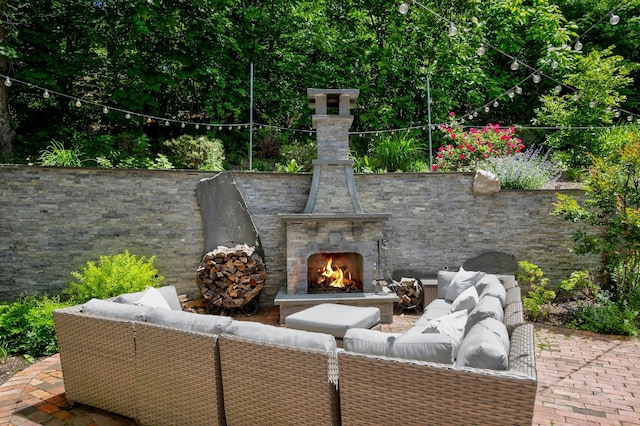 70A Davis Rd, Port Washington, NY 11050 - view of patio / terrace featuring an outdoor living space with a fireplace