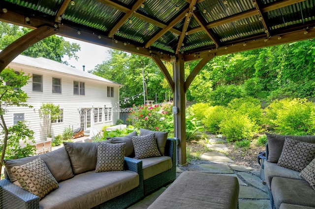 70A Davis Rd, Port Washington, NY 11050 - view of patio / terrace with an outdoor hangout area and a gazebo