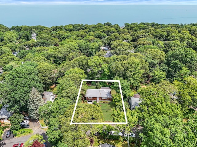 29 Patchogue Rd, Sound Beach, NY 11789 - aerial overview of property's location featuring a heavily wooded area and property boundaries highlighted