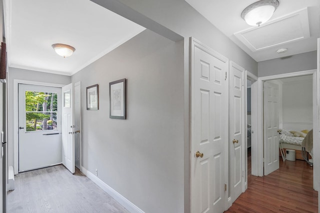 29 Patchogue Rd, Sound Beach, NY 11789 - corridor featuring wood finished floors and baseboards
