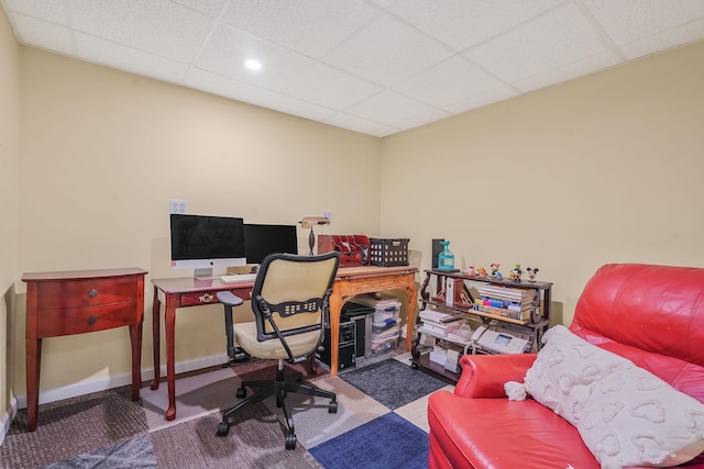 29 Patchogue Rd, Sound Beach, NY 11789 - carpeted office featuring a paneled ceiling and recessed lighting