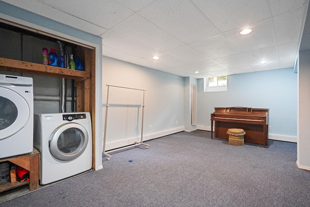 29 Patchogue Rd, Sound Beach, NY 11789 - laundry area featuring washer and dryer, carpet flooring, and recessed lighting