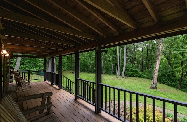 1206 Hollow Rd, Clinton Corners, NY 12514 - wooden deck with a yard