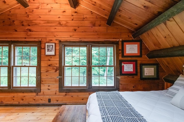 1206 Hollow Rd, Clinton Corners, NY 12514 - bedroom with wooden walls and wooden ceiling