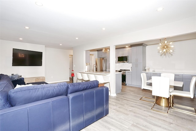 221 Richard Ct, Pomona, NY 10970 - living room featuring recessed lighting and light wood-style flooring