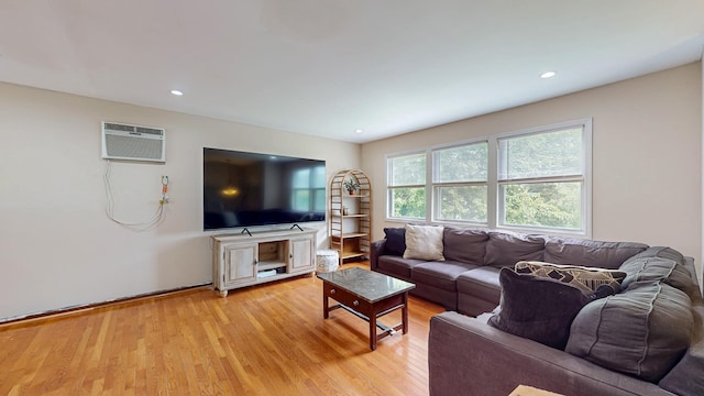 285 Riley Rd, New Windsor, NY 12553 - living area featuring a wall mounted air conditioner, light wood-style floors, and recessed lighting