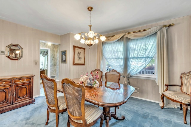 28 Bradford Rd, Plainview, NY 11803 - dining room with a chandelier, carpet, and baseboards
