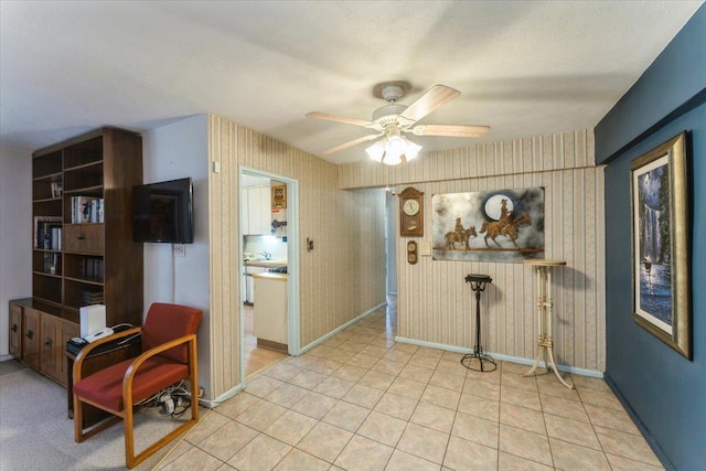 31-90 140th St Unit 3K, Flushing, NY 11354 - living area with a ceiling fan, baseboards, and wallpapered walls