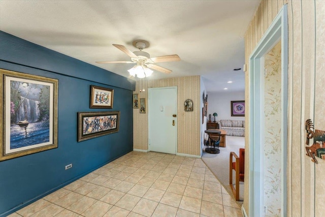 31-90 140th St Unit 3K, Flushing, NY 11354 - foyer featuring ceiling fan, baseboards, and light tile patterned floors