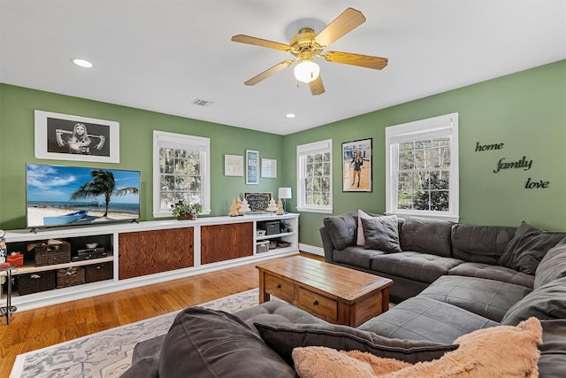 21 Mile Rd, Suffern, NY 10901 - living room featuring healthy amount of natural light, wood finished floors, ceiling fan, and recessed lighting
