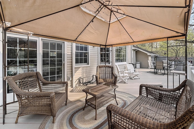 21 Mile Rd, Suffern, NY 10901 - wooden terrace with outdoor dining area and a gazebo