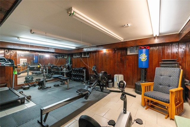 42-32 204th St, Bayside, NY 11361 - exercise room with wood walls
