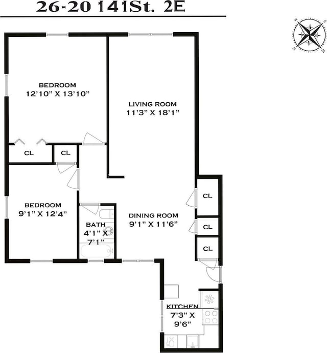 26-20 141st St Unit 1E, Flushing, NY 11354 - room layout