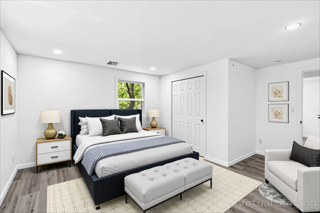 46 Saint George Dr, Shirley, NY 11967 - bedroom with wood finished floors, baseboards, recessed lighting, and a closet