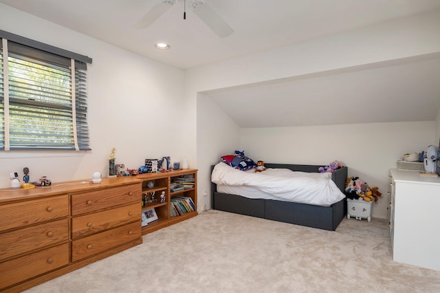 82 Woods Dr, East Hills, NY 11576 - bedroom with light carpet, a ceiling fan, and recessed lighting