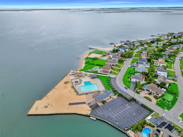 100 Fairfax Rd, Massapequa, NY 11758 - aerial view of property and surrounding area featuring a large body of water, a pool area, and nearby suburban area