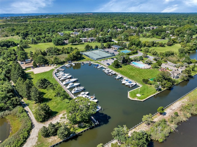 82 Harbour Ln, Bay Shore, NY 11706 - drone / aerial view of a nearby body of water and a forest