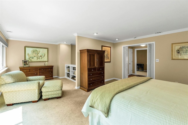 82 Harbour Ln, Bay Shore, NY 11706 - bedroom featuring light carpet and crown molding