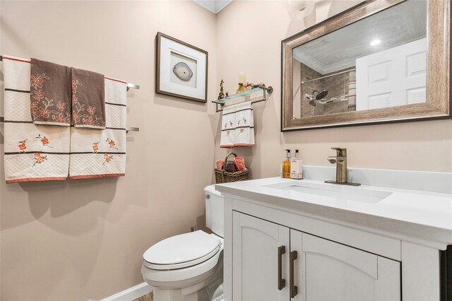82 Harbour Ln, Bay Shore, NY 11706 - full bath with vanity, ornamental molding, and a shower