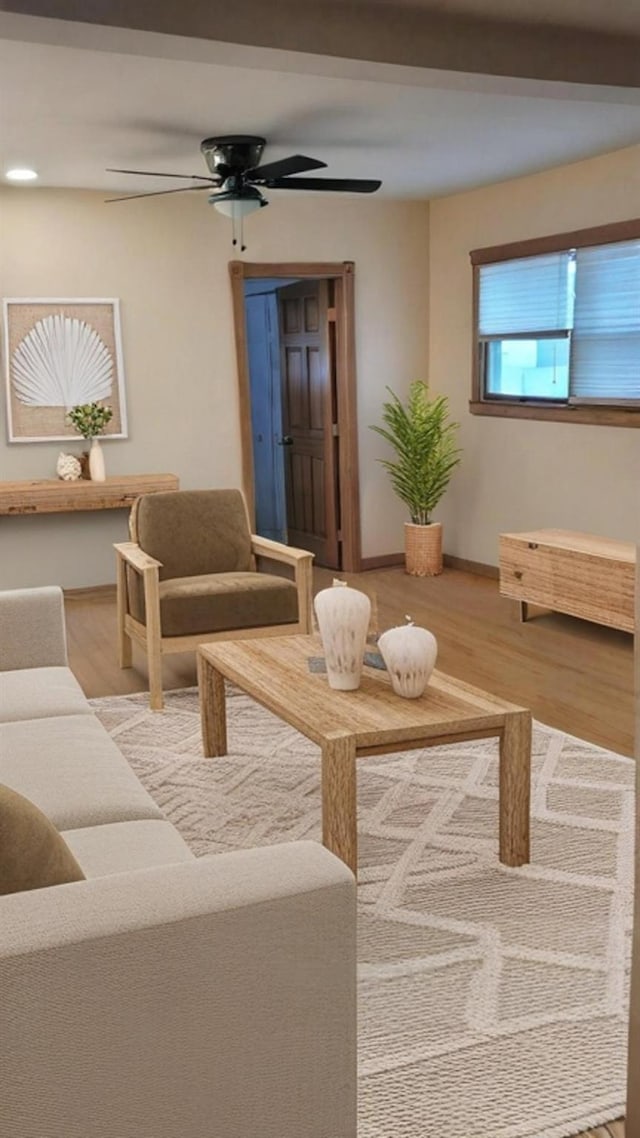 10 W 15th Rd, Broad Channel, NY 11693 - living area with wood finished floors and a ceiling fan