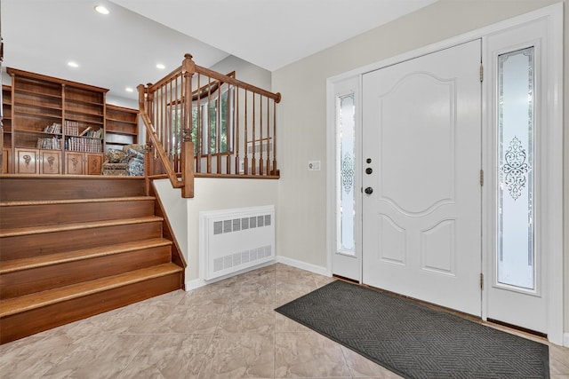 15 Dr Frank Rd, Spring Valley, NY 10977 - entrance foyer with radiator heating unit, stairs, and recessed lighting