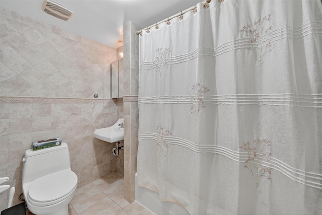 15 Dr Frank Rd, Spring Valley, NY 10977 - bathroom featuring tile walls, shower / bath combination with curtain, and tile patterned flooring