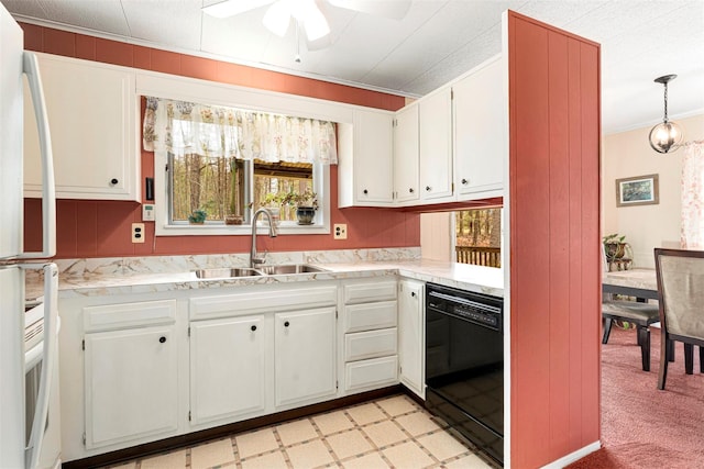 22 Bodine Lake Rd, Call Listing Agent, NY 12792 - kitchen with dishwasher, plenty of natural light, a sink, freestanding refrigerator, and ornamental molding