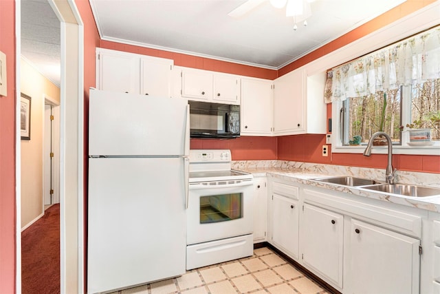 22 Bodine Lake Rd, Call Listing Agent, NY 12792 - kitchen with white appliances, a sink, light countertops, white cabinetry, and light flooring