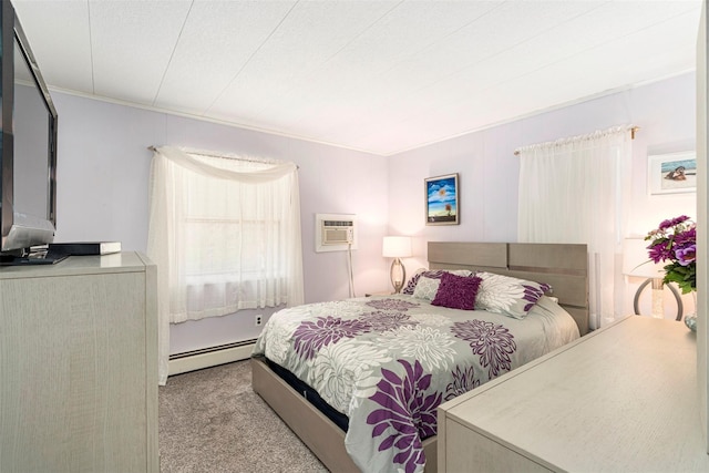 22 Bodine Lake Rd, Call Listing Agent, NY 12792 - carpeted bedroom featuring baseboard heating and a wall mounted AC