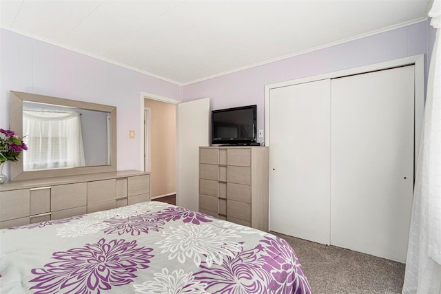 22 Bodine Lake Rd, Call Listing Agent, NY 12792 - carpeted bedroom with crown molding and a closet