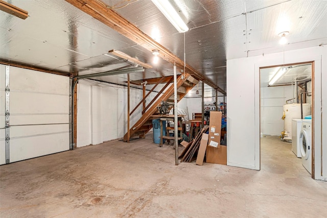 22 Bodine Lake Rd, Call Listing Agent, NY 12792 - garage featuring separate washer and dryer and water heater