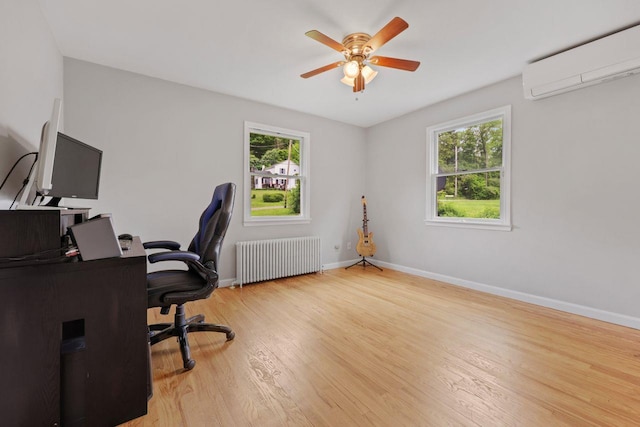 571 Farm To Market Rd, Brewster, NY 10509 - office with radiator, an AC wall unit, healthy amount of natural light, and a ceiling fan