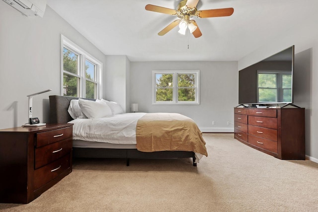 571 Farm To Market Rd, Brewster, NY 10509 - bedroom featuring multiple windows, light colored carpet, a wall unit AC, and baseboards