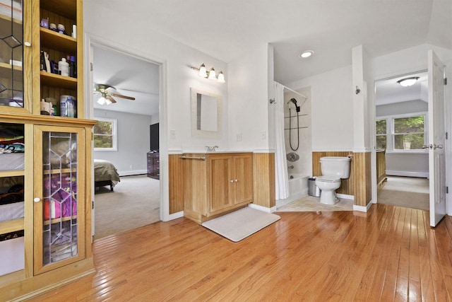 571 Farm To Market Rd, Brewster, NY 10509 - full bathroom with shower / bath combination, vanity, hardwood / wood-style floors, toilet, and connected bathroom