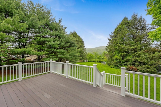 571 Farm To Market Rd, Brewster, NY 10509 - wooden terrace with a lawn and a mountain view