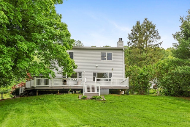 571 Farm To Market Rd, Brewster, NY 10509 - back of house with a chimney and a deck