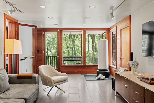 100 Old Pascack Rd, Pearl River, NY 10965 - tiled living room featuring rail lighting