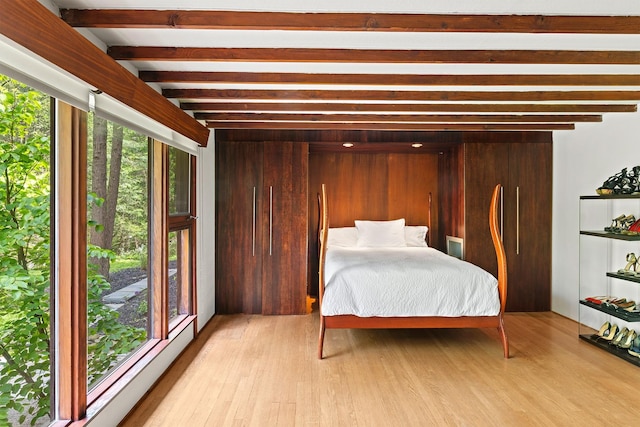 100 Old Pascack Rd, Pearl River, NY 10965 - bedroom featuring beam ceiling and light wood-style flooring