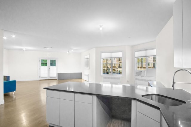 87 Horton Dr, Monsey, NY 10952 - kitchen featuring a sink, open floor plan, white cabinetry, wood finished floors, and modern cabinets