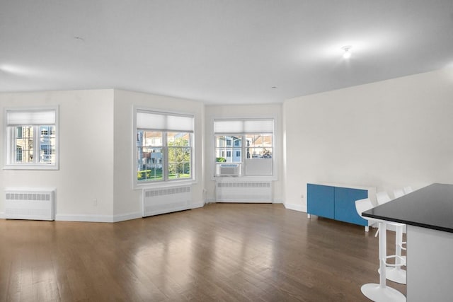 87 Horton Dr, Monsey, NY 10952 - unfurnished living room featuring radiator heating unit, wood finished floors, and baseboards