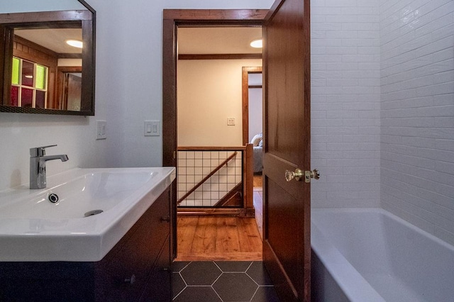 22 Mount Laurel Rd, Greenfield Park, NY 12435 - full bath featuring vanity, tile patterned flooring, and wainscoting