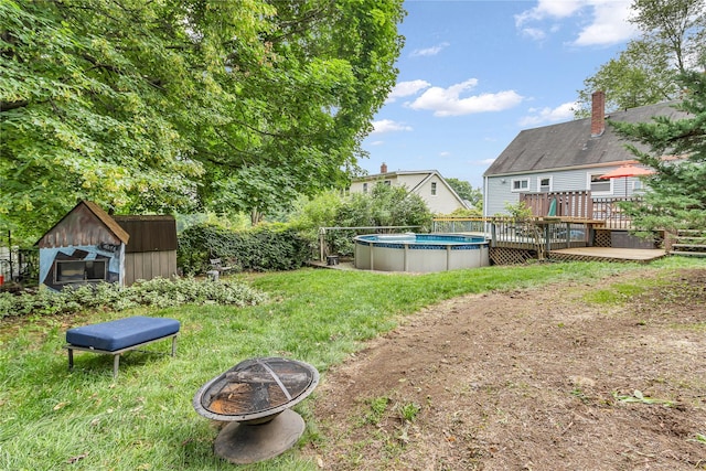 8 Cedar St, Tappan, NY 10983 - view of yard featuring an outdoor fire pit and a deck