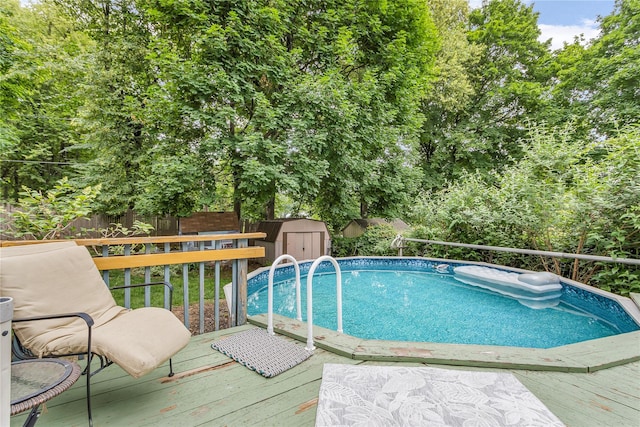 8 Cedar St, Tappan, NY 10983 - outdoor pool with a storage unit, a deck, and a fenced backyard
