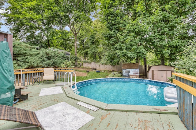 8 Cedar St, Tappan, NY 10983 - view of pool with a shed and a wooden deck