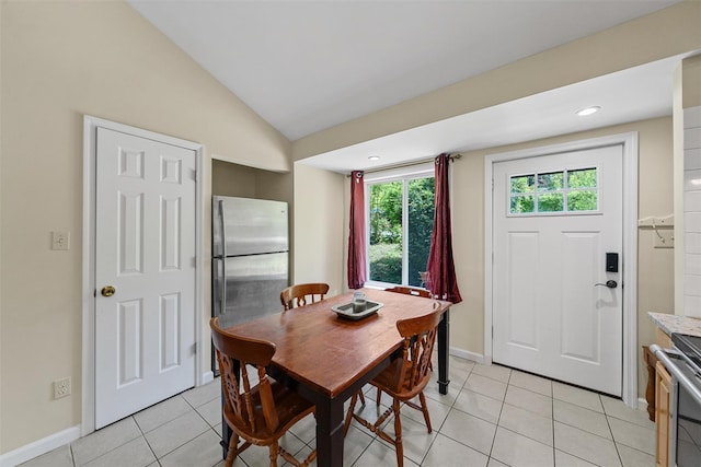 22 Claremont Trl, Monroe, NY 10950 - dining room with vaulted ceiling, light tile patterned floors, baseboards, and recessed lighting