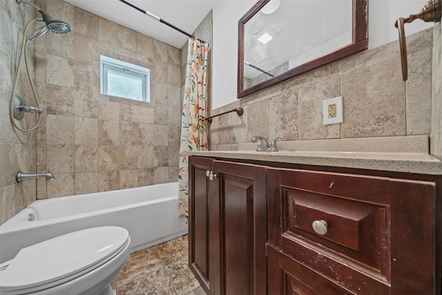 22 Claremont Trl, Monroe, NY 10950 - bathroom featuring shower / bath combo with shower curtain, vanity, tile walls, and toilet