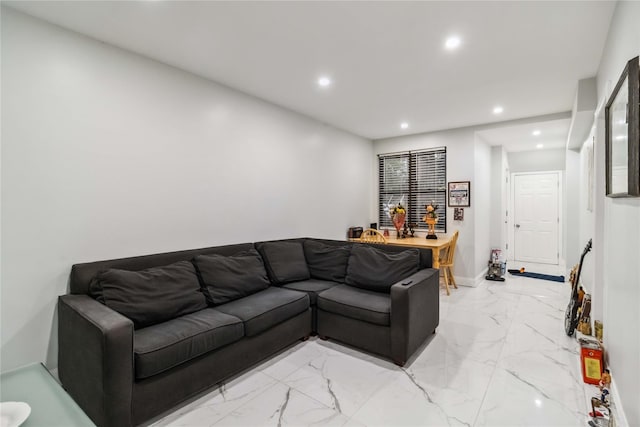 987 Pierce Ave, Bronx, NY 10462 - living room featuring light marble finish floors and recessed lighting
