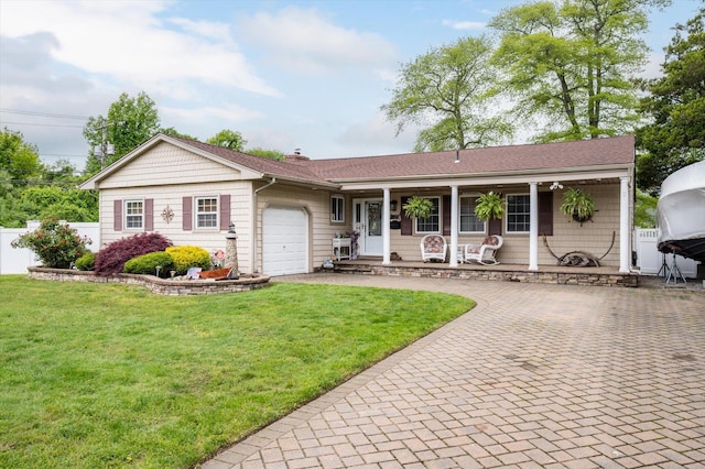 1 Angelica Ct, West Babylon, NY 11704 - single story home with an attached garage, decorative driveway, covered porch, and a front lawn