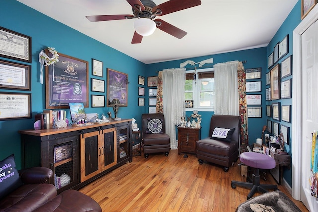 1 Angelica Ct, West Babylon, NY 11704 - sitting room featuring hardwood / wood-style flooring and a ceiling fan