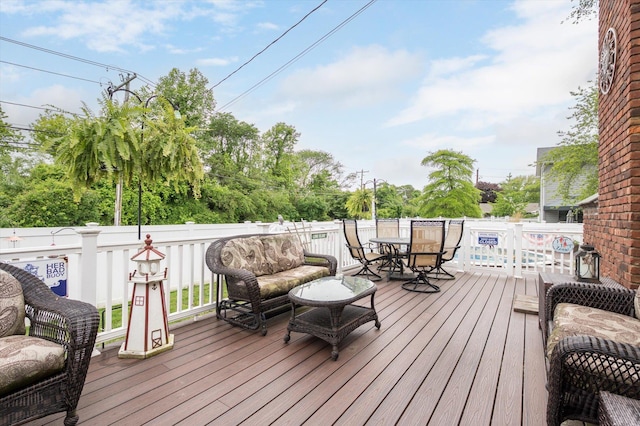1 Angelica Ct, West Babylon, NY 11704 - wooden terrace with outdoor dining area